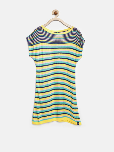 

United Colors of Benetton Girls Multicoloured Striped Sweater Dress, Multi