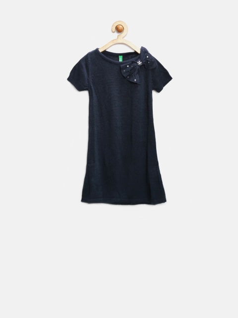 

United Colors of Benetton Girls Navy Sweater Dress, Navy blue