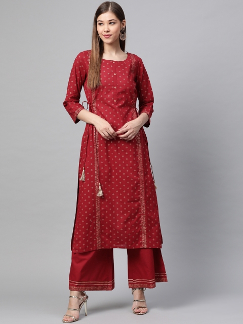 

Varanga Women Maroon & Golden Foil Print Kurta with Palazzos