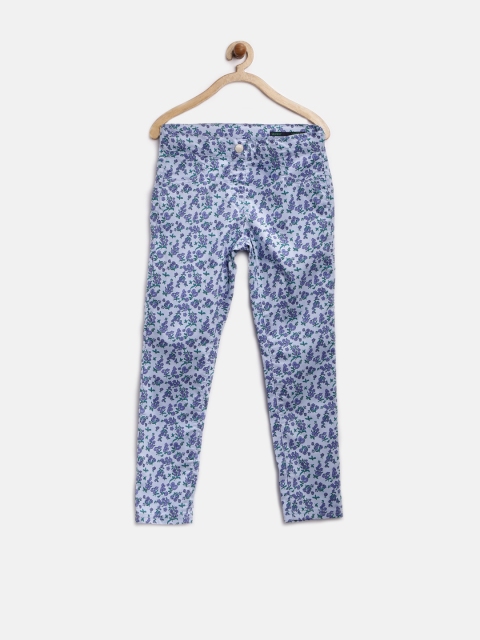 

United Colors of Benetton Girls Powder Blue Printed Skinny Treggings