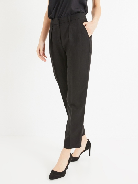 

promod Women Black Regular Fit Solid Formal Trousers