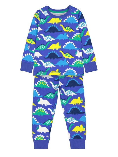 

mothercare Boys Blue & Yellow Printed Night suit