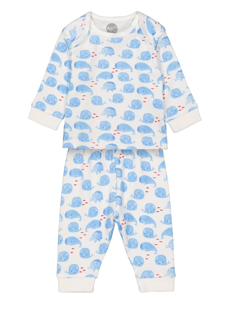 

mothercare Boys Grey & Blue Printed Night suit