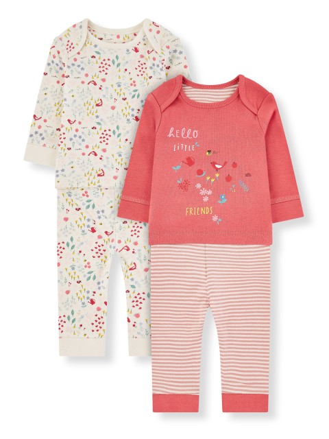 

mothercare Girls Pink & Off-White Printed Night suit