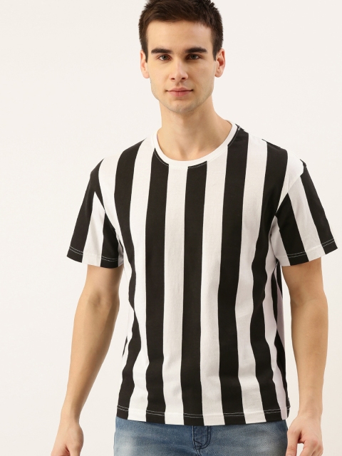 

Moda Rapido Mens White and Black Short Sleeve Striped Casual Tshirt