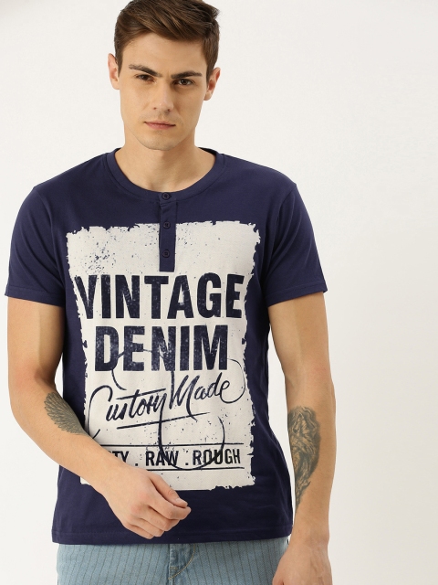 

Moda Rapido Men Navy Blue Printed Round Neck T-shirt