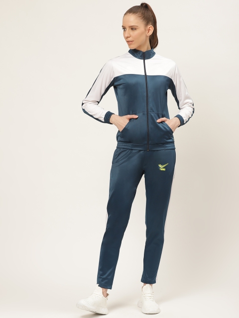 

Yuuki Women Blue & Off-White Colourblocked Tracksuit