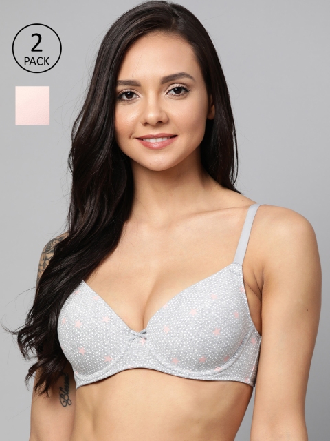 

Marks & Spencer Pack of 2 Underwired Lightly Padded T-shirt Bras T330384X, Grey