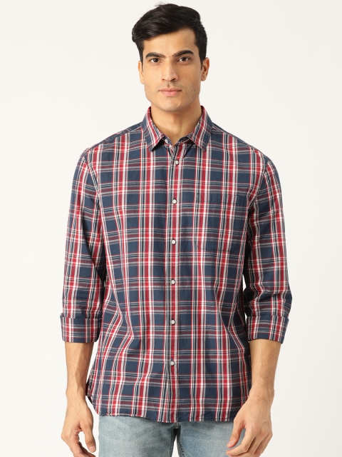 

Marks & Spencer Men Navy Blue & Red Regular Fit Checked Casual Shirt