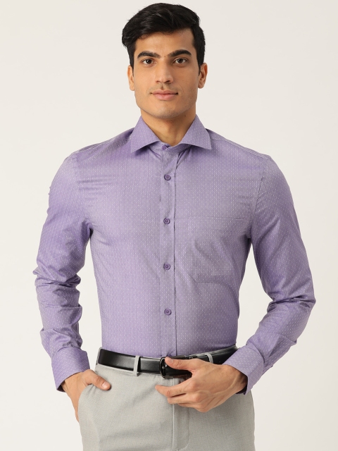 

Marks & Spencer Men Purple & White Slim Fit Self Design Formal Shirt