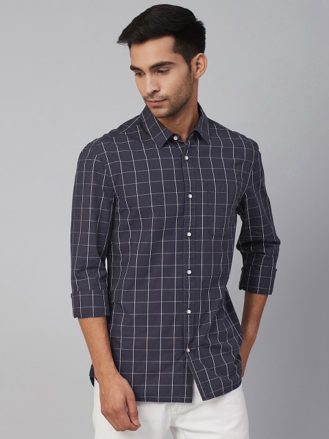 

Marks & Spencer Men Navy Blue & White Regular Fit Checked Casual Shirt