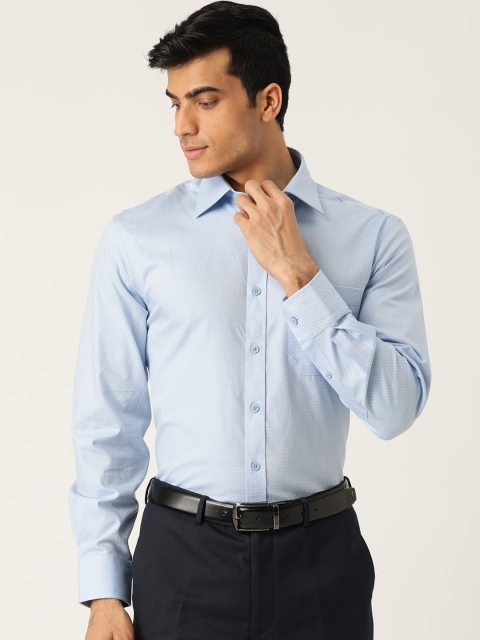 

Marks & Spencer Men Blue & White Regular Fit Self Design Formal Shirt