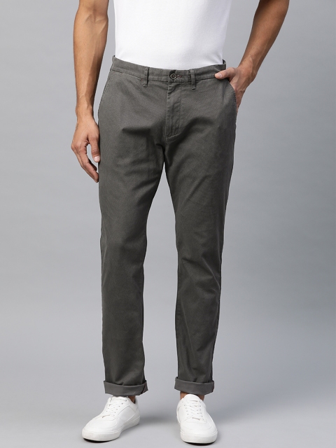 

Marks & Spencer Men Charcoal Grey Slim Fit Printed Regular Trousers