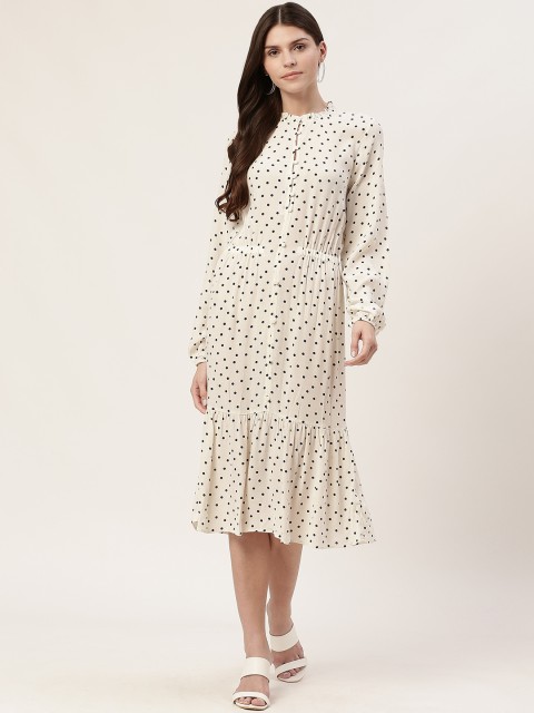

Marks & Spencer Women Off-White & Navy Blue Printed A-Line Dress