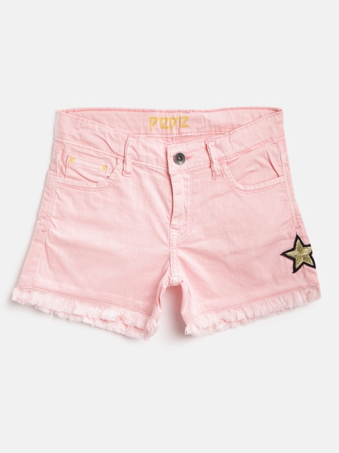 

Pepe Jeans Boys Pink Solid Regular Fit Denim Shorts