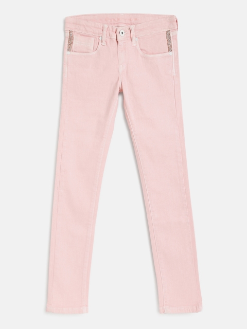 

Pepe Jeans Girls Pink Skinny Fit Mid-Rise Clean Look Jeans