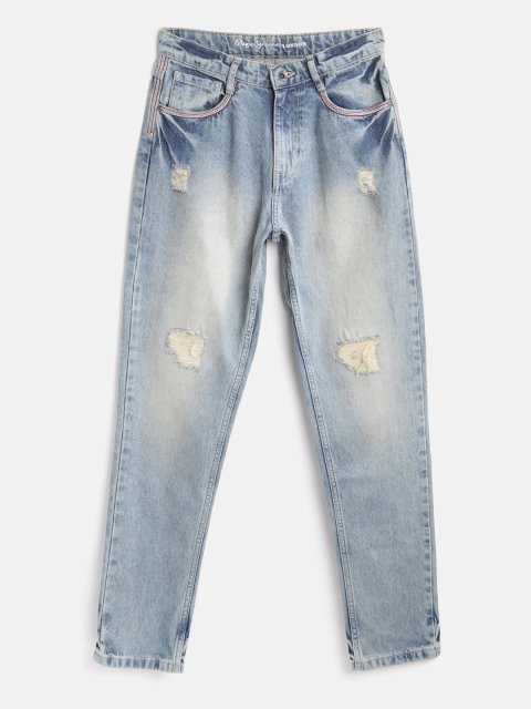 

Pepe Jeans Boys Blue Regular Fit Mid-Rise Mildly Distressed Jeans