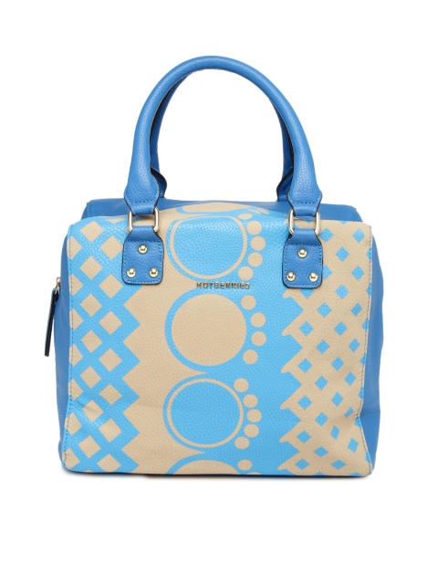 

Hotberries Blue & Beige Printed Handbag