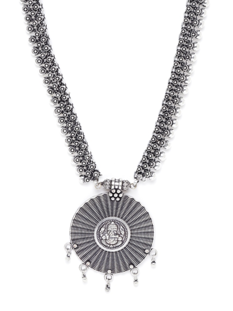 

Priyaasi Oxidised German Silver-Plated Lord Ganesha Textured Necklace