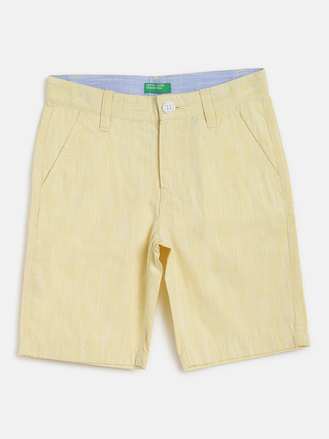

United Colors of Benetton Boys Yellow Self-Design Regular Fit Chino Shorts