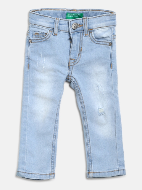 

United Colors of Benetton Boys Blue Skinny Low Distress Stretchable Sustainable Jeans