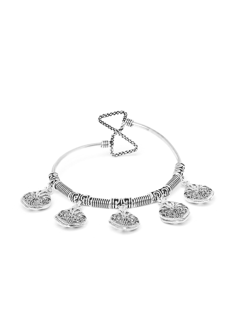 

ZeroKaata Women Silver-Plated Oxidised Drop Charm Bracelet