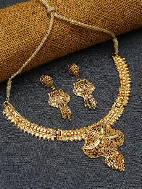 

ZeroKaata Gold-Plated Floral Ethnic Handcrafted Jewellery Set