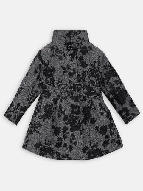 

Blue Giraffe Girls Grey & Black Self-Design Overcoat