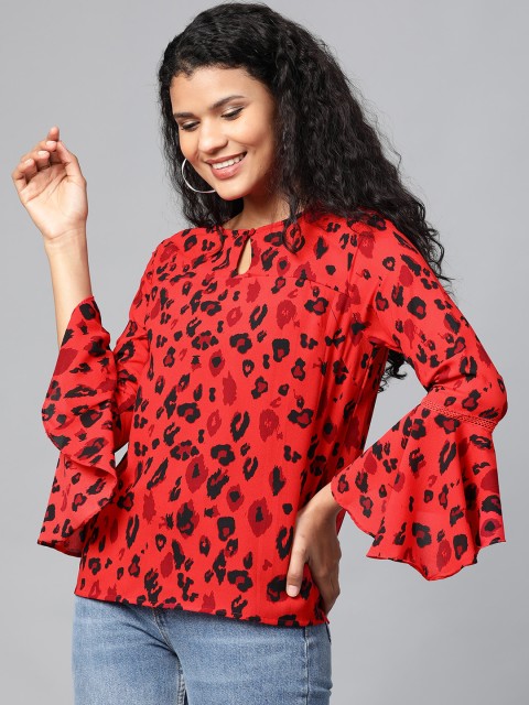 

HERE&NOW Women Red & Black Printed Top