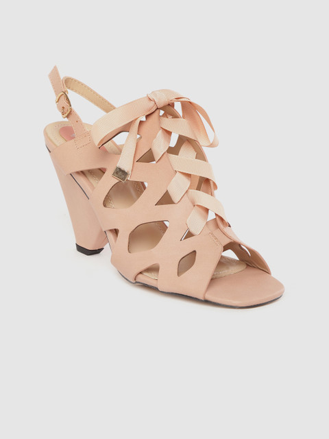 

Lavie Women Peach-Coloured Cut Work Cone Heels