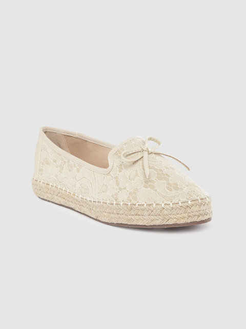 

Lavie Women Off-White Woven Design Bow Detail Espadrilles Flatforms
