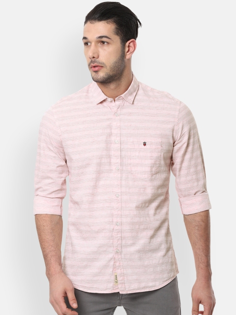 

Louis Philippe Jeans Men Pink Slim Fit Striped Casual Shirt