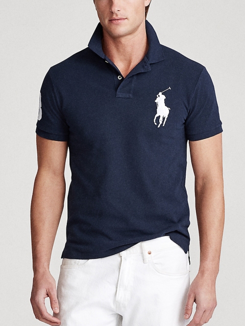 

Polo Ralph Lauren Men Custom Slim Fit Mesh Polo T-Shirt, Navy blue