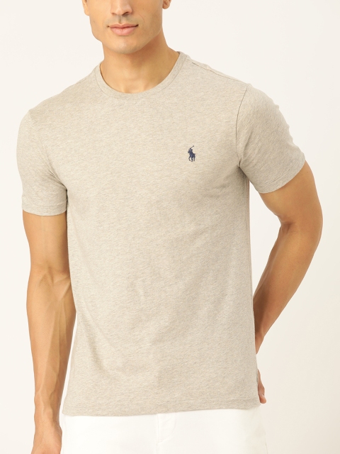 

Polo Ralph Lauren Men Grey Melange Custom Slim Fit Solid T-Shirt