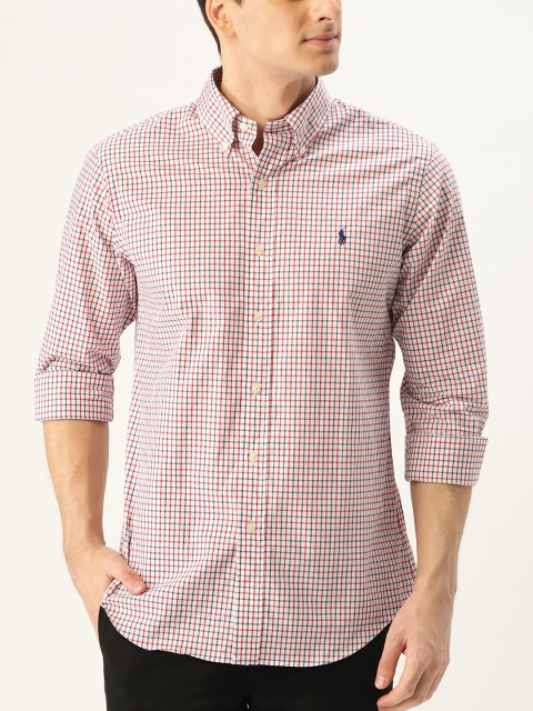 

Polo Ralph Lauren Men White & Red Checked Custom Fit Casual Shirt