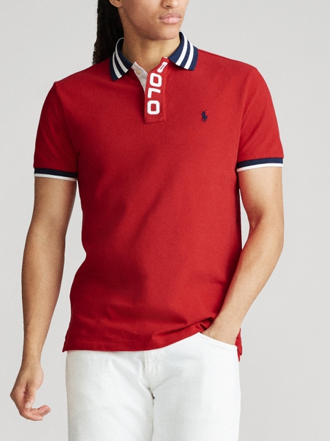 

Polo Ralph Lauren Men Custom Slim Fit Mesh Polo T-shirt, Red