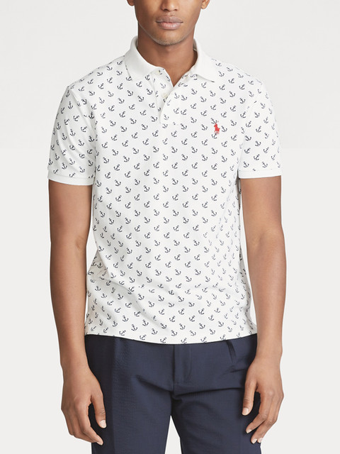 

Polo Ralph Lauren Men Custom Slim Fit Anchor Polo T-shirt, Off white