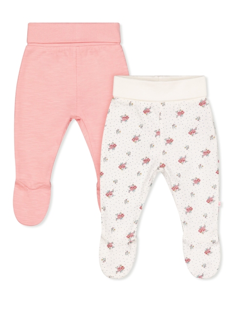 

mothercare Infant Girls Pack of 2 Leggings with Attached Booties, White
