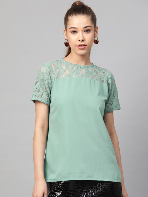 

plusS Women Sea Green Solid Top
