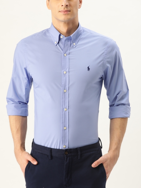

Polo Ralph Lauren Men Blue Slim Fit Solid Smart Casual Shirt