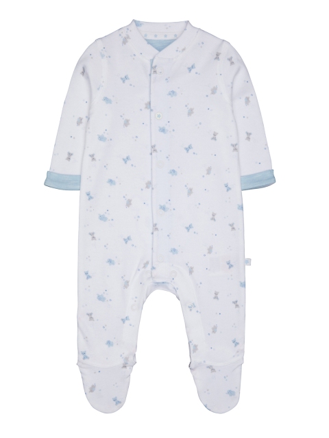 

mothercare Infants Off-White And Blue Printed Sleepsuit