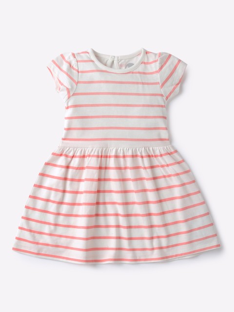 

mothercare Girls Pink Striped Fit and Flare Dress