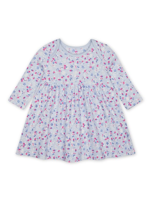 

mothercare Infant Girls Blue & Pink Printed Fit and Flare Dress