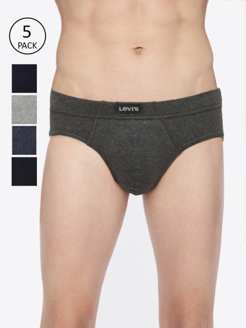 

Levis Men Pack of 5 Assorted Solid Antimicrobial Briefs #011-BRIE