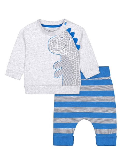 

mothercare Boys Grey Melange & Blue Printed T-shirt with Pyjamas