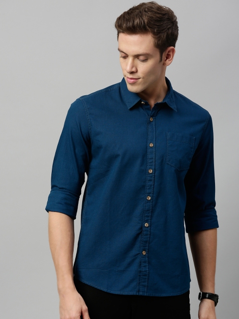 

BEAT LONDON by PEPE JEANS Men Navy Blue Braider Slim Fit Solid Casual Shirt