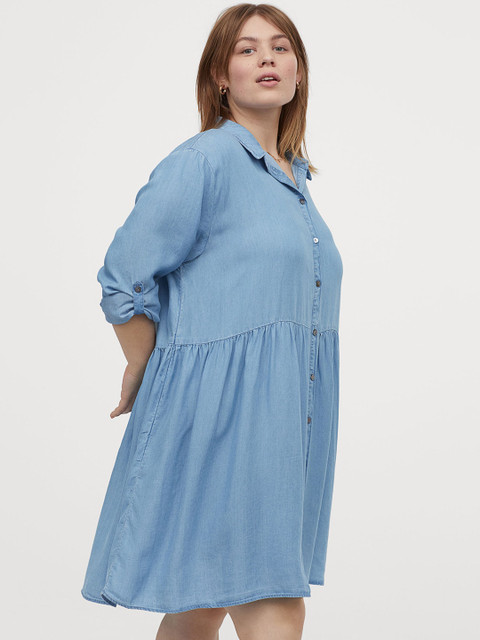 

H&M Plus Women Blue Lyocell Shirt Sustainable Dress