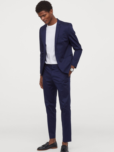 

H&M Men Blue Solid Suit Trousers Skinny Fit