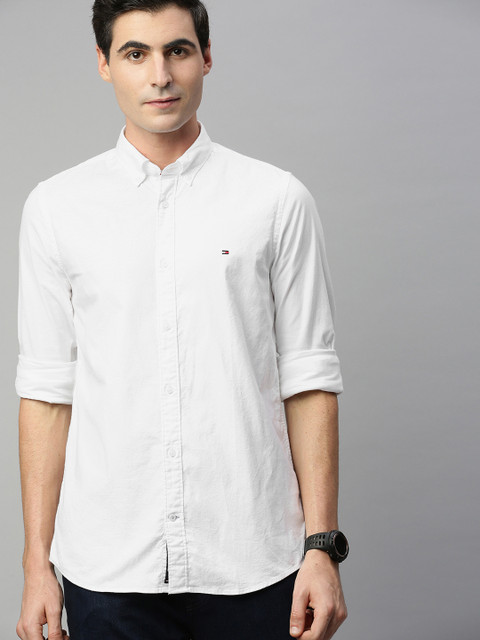 

Tommy Hilfiger Men White Slim Fit Solid Casual Shirt