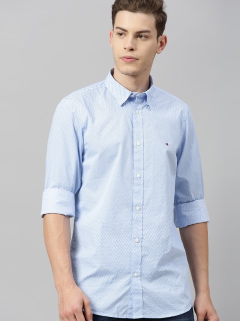 

Tommy Hilfiger Men Blue & White Slim Fit Printed Casual Shirt
